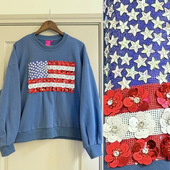 Queen Of Sparkles blue pullover Flag. Medium